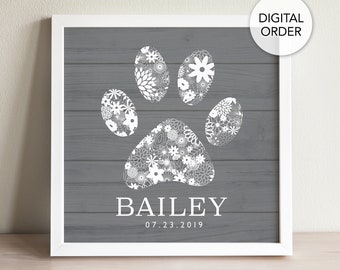 Custom Pet Name Sign, Paw Print Sign, Dog Name Sign, Personalized Pet Name Sign, Pet Gifts, Cat Lover Gift, Dog Lover Wall Decor, Pet Loss