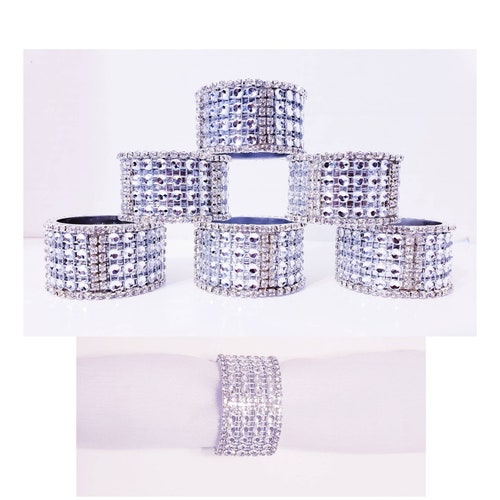 Bling Silver Rhinestone Plastic Napkin Ring Holder Wedding Etsy