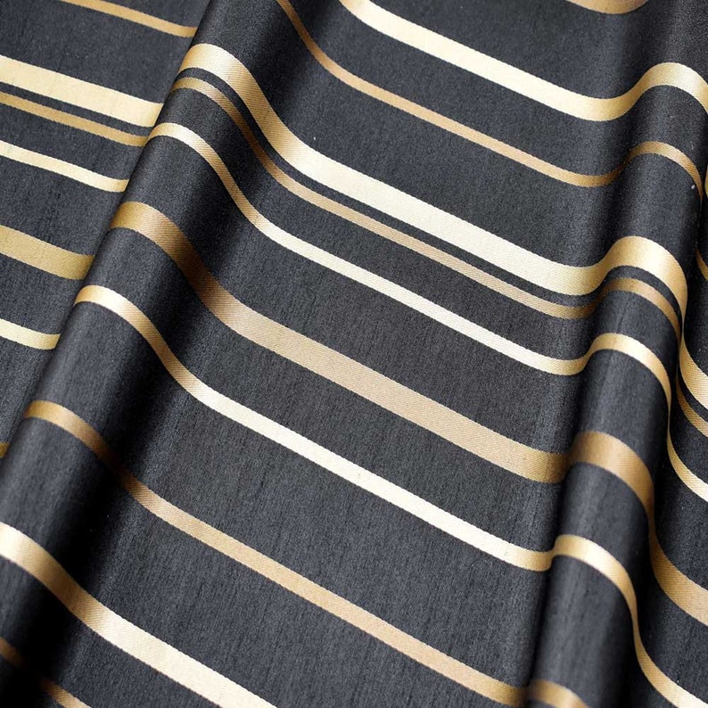 Upholstery Fabric Black Gold Stripes 58 by the Yard Etsy