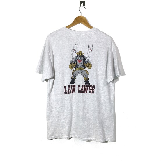 Vintage 90s Light Grey Law Dawgs Graphic T-Shirt/T
