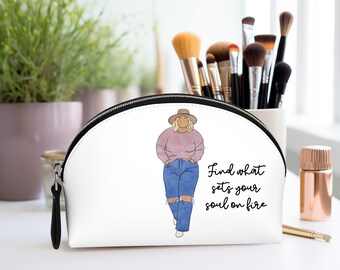 Find what sets your soul on fire inspirational quote Makeup Bag uplifting gift for daughter cosmetic pouch for her