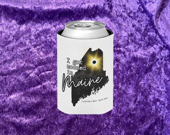 Solar Eclipse Maine souvenir koozie, April 8, 2024 Can Cooler, I got mooned in Maine can cozy, gift for travel