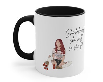 She believed she could, so she did, empowering coffee mug, self care love, motivational gift for her, gifts for roller skating girl