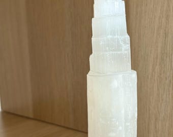 8" natuurlijke seleniettoren | Kristalgenezing woondecoratie