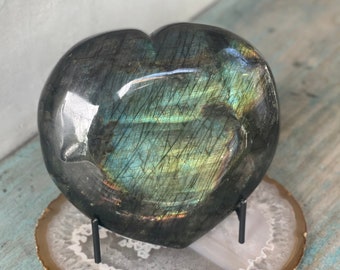 X-Large Labradorite heart for Psychic Connection, Transformation & Universal Guidance