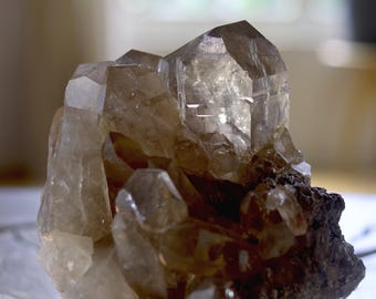 Large Smoky Quartz Cluster | Natural Protection Crystal, Home Decor