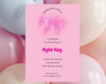 Zaproszenie urodzinowe - różowe - plik cyfrowy