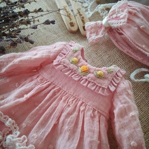 Blythe Two Piece Set, Blythe Vintage Dress, Blythe Pink Dress, Neo Blythe Clothes,Blythe Headband,Blythe Clothes,blythe dress, handmade