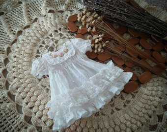 Conjunto de dos piezas Blythe, vestido vintage Blythe, vestido blanco Blythe, ropa Neo Blythe, diadema Blythe, gorro blythe, vestido blythe, hecho a mano