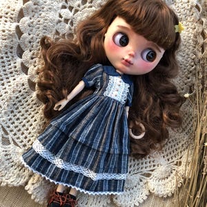 blythe Doll striped Dress,blythe dress, very elegant blythe dress, Blythe Clothes,  Pullip clothes , blythe outfit , Pullip outfit, handmade