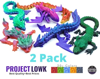 2 Pack Dragon Flexi Fidget Dragon Articulated Fidget Desk Toys 3D Print Dragons Crystal Dragon Dragon Toy Articulating Dragon Gifts