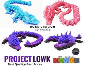 Flexi Rose Dragon | Flexi Articulated Fidget Toy | Sensory | Animal Dragon Desk Toys | Gift | 3D Print | 3D Printed Dragon Toy | D&D |