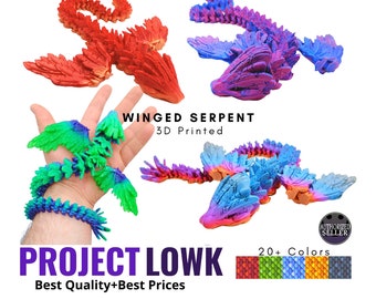 Flexi Winged Serpent | Dragon | Flexi Articulated | Fidget | 3D Printed Dragon | Gift | D&D | Dragon Figurene | 3D Print| Cinder Wing |