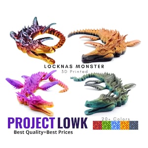 Locknas Monster | Flexi Articulated Dragon | Desk Toys | Gifts | Dragons | D&D | 3D Prints | Dragon Toys | Dragon Figurene | Fidget Toy |