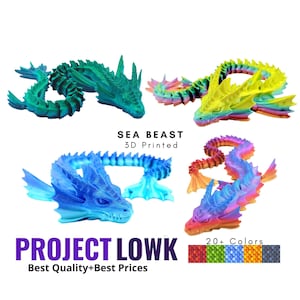 Flexi Sea Beast | Flexi Articulated Dragon | Desk Toys | Gifts | Dragons | D&D | 3D Prints | Dragon Toys | Dragon Figurene | Fidget |