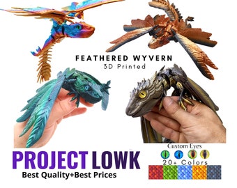 Feathered Wyvern Dragon  | Flexi Articulated Dragon | Fidget Dragon | 3D Printed Dragon | 3D Print Toy | Wyvern |Gift D&D | Archaeopteryx |