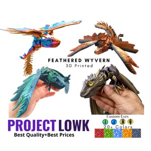 Feathered Wyvern Dragon  | Flexi Articulated Dragon | Fidget Dragon | 3D Printed Dragon | 3D Print Toy | Wyvern |Gift D&D | Archaeopteryx |