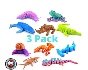 3 Pack Flexi Articulated Fidget Sensory Stim ASMR Animal Desk Toys