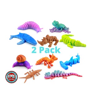 2 Pack Flexi Articulated Fidget Stim Sensory ASMR Animal Desk Toys