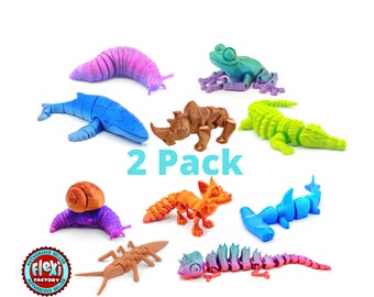 2 Pack Flexi Articulated Fidget Stim Sensory ASMR Animal Desk Toys