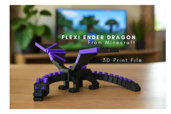 Minecraft Ender Dragon 3d Print File | Minecraft 3d print files | Flexi Ender Dragon | Flexi Dragon 3d Print Files | Project Lowk