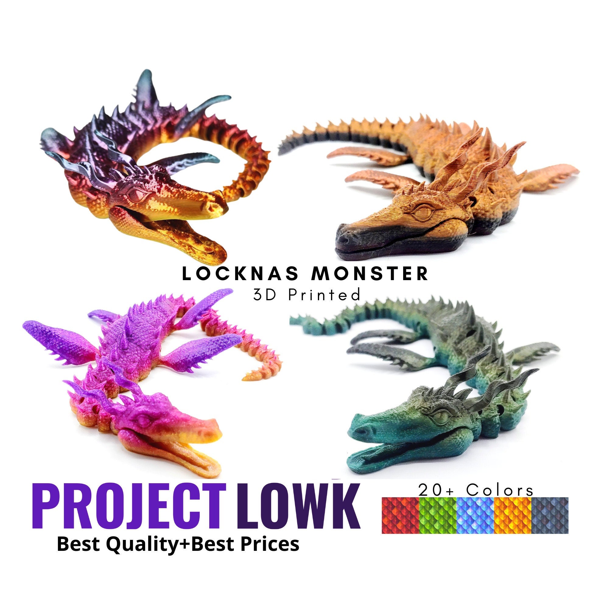 Locknas Monster | Flexi Articulated Dragon | Desk Toys | Gifts