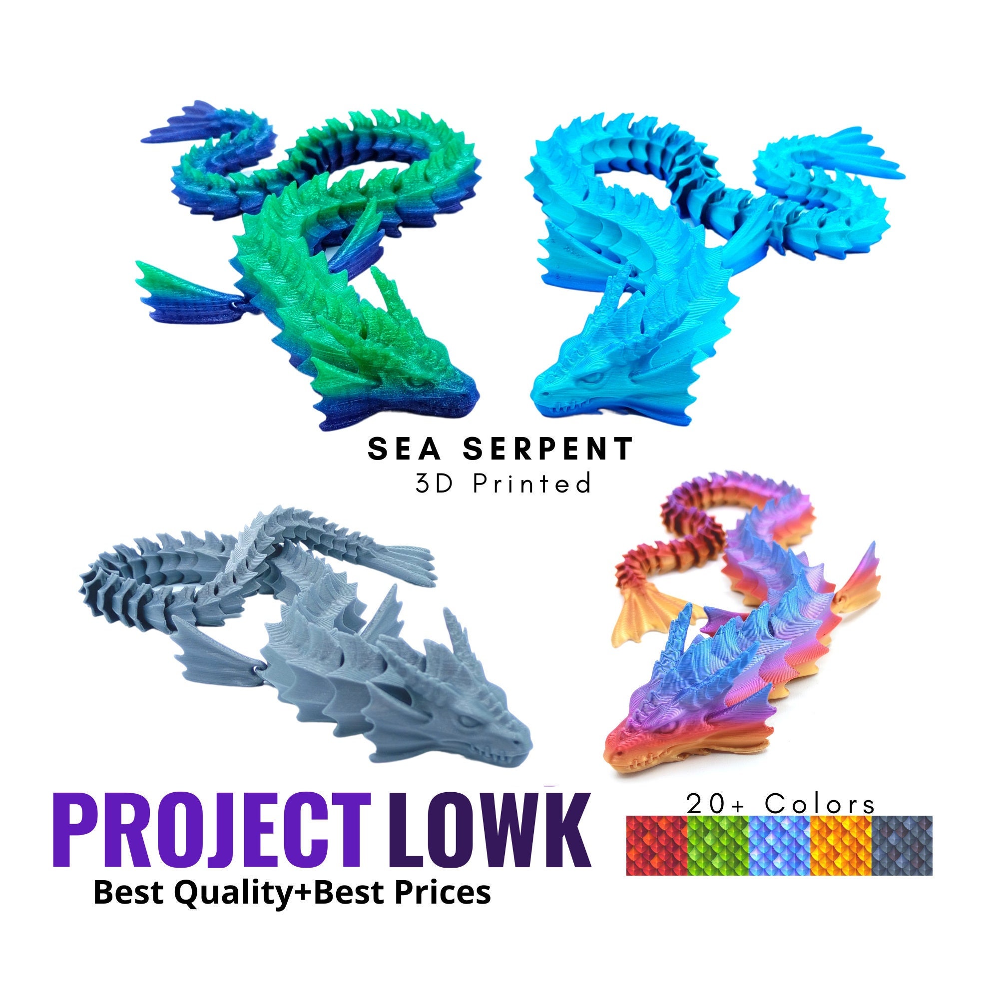 Sea Serpent Dragon | Flexi Articulated Dragon | Fidget Dragon