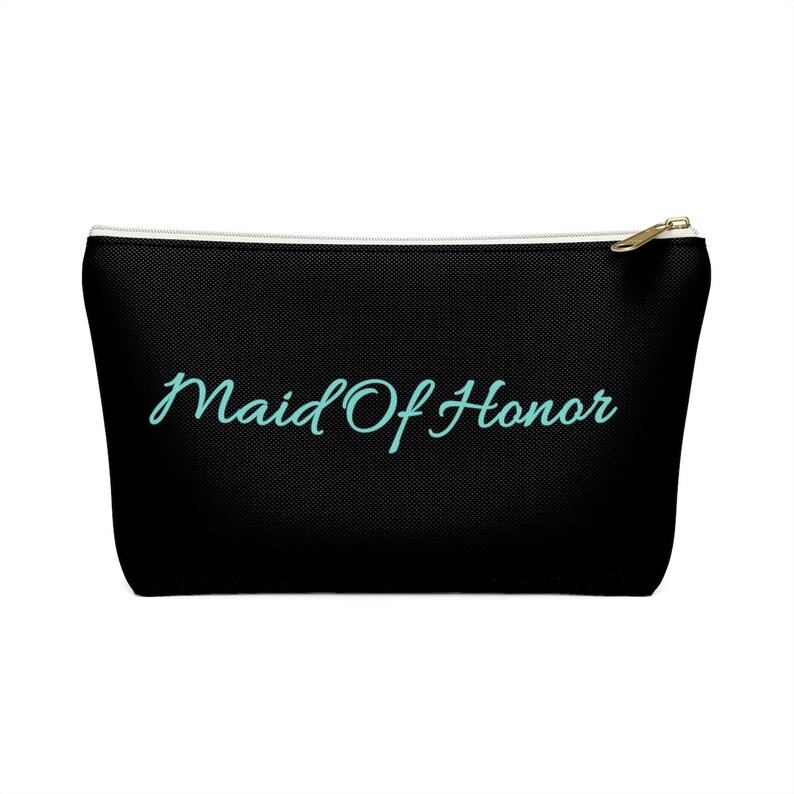 Women Gift Ideas Bridesmaid Make Up Bag BlackAqua Maid Of Honor Makeup Bag Cute Make Up Bag