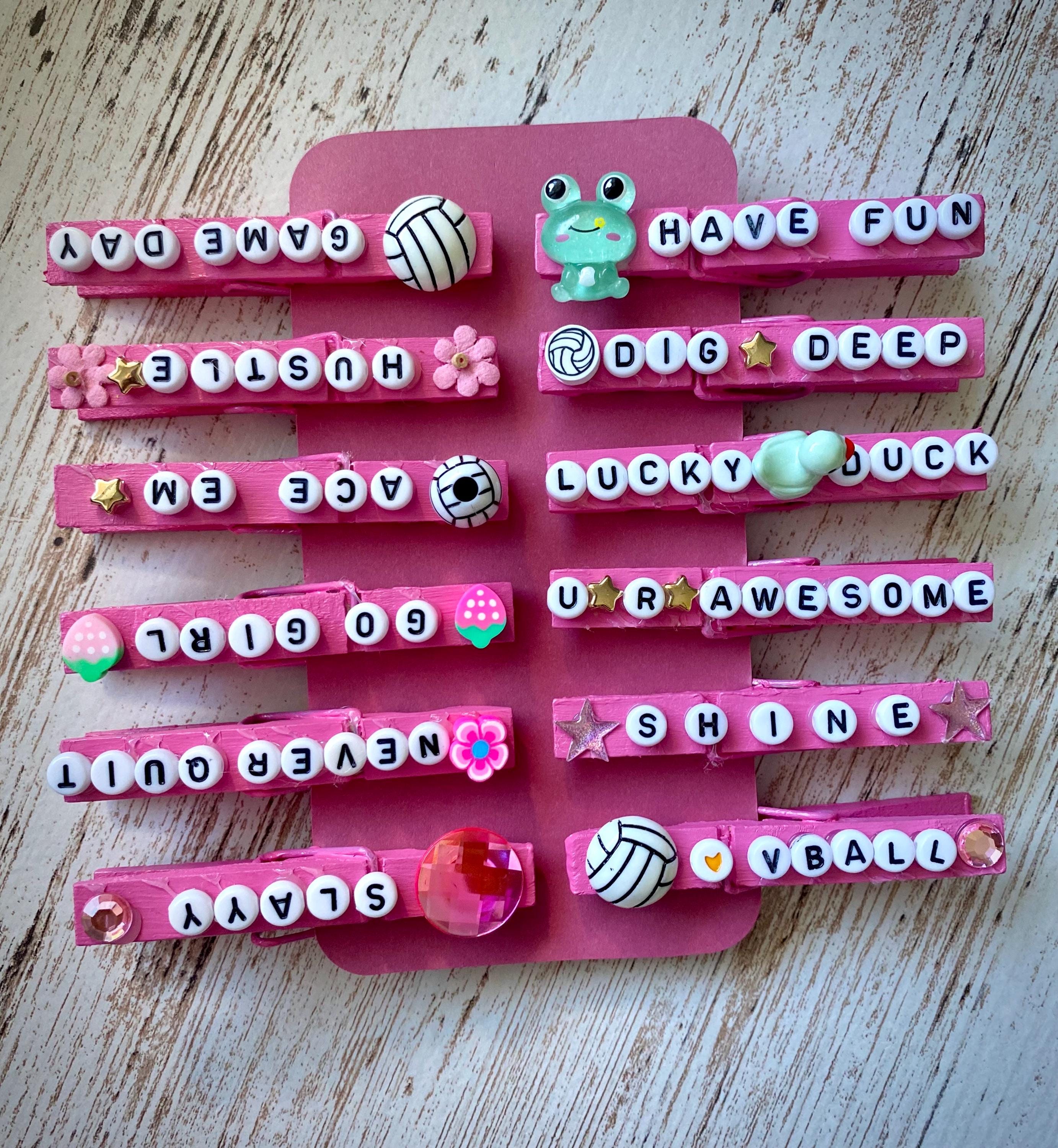Hand-Painted Volleyball Clip Pins: Motivational Team Spirit Pins