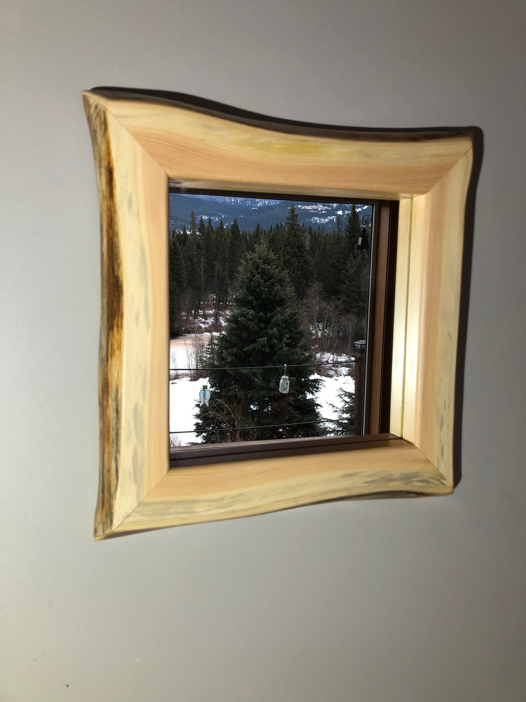 Live Edge Wood Mirror Frame, Home Decor,rustic Frame, Wall Decor 10x10