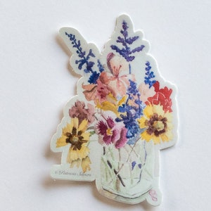 Sticker bouquet de fleurs sauvages dans un vase - aquarelle