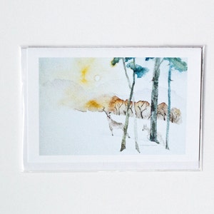 Winter Deer 4x6&quot; Notecard - Watercolor Artwork