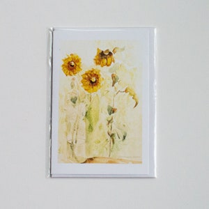 Cartão de nota Girassóis 4x6" - Arte em aquarela