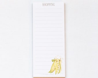 Shopping Pad - Watercolor Snap Peas - Shopping List - Magnetic Shopping List