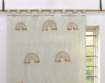 Custom Tab top Rainbow Cotton curtain | Living room curtains | Window Covering Curtain | Classic Cotton | Cotton Window Drapes