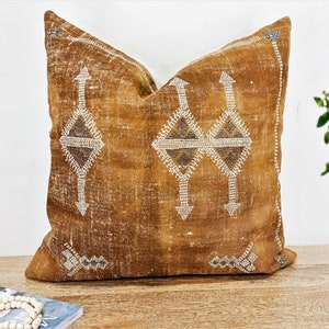 Embroidered Linen Pillow Cover | Classic Comfort for Bed | Unique Hand-stitched Design | Home Accessory | Gift For Home