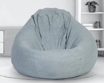 Grey Solid Cotton Bean Bag Cover without Beans