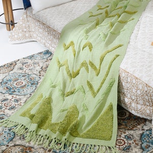 Hand Tufted Throw Blanket |  | Elegant Cotton Throw Blanket | Soft And Cozy Throw Blanket | Sustainable Throw Blanket | Valentine&#39;s Day Gift
