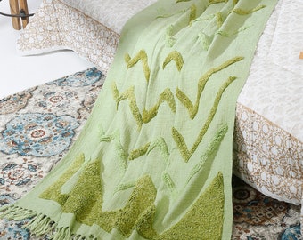 Hand Tufted Throw Blanket |  | Elegant Cotton Throw Blanket | Soft And Cozy Throw Blanket | Sustainable Throw Blanket | Valentine's Day Gift