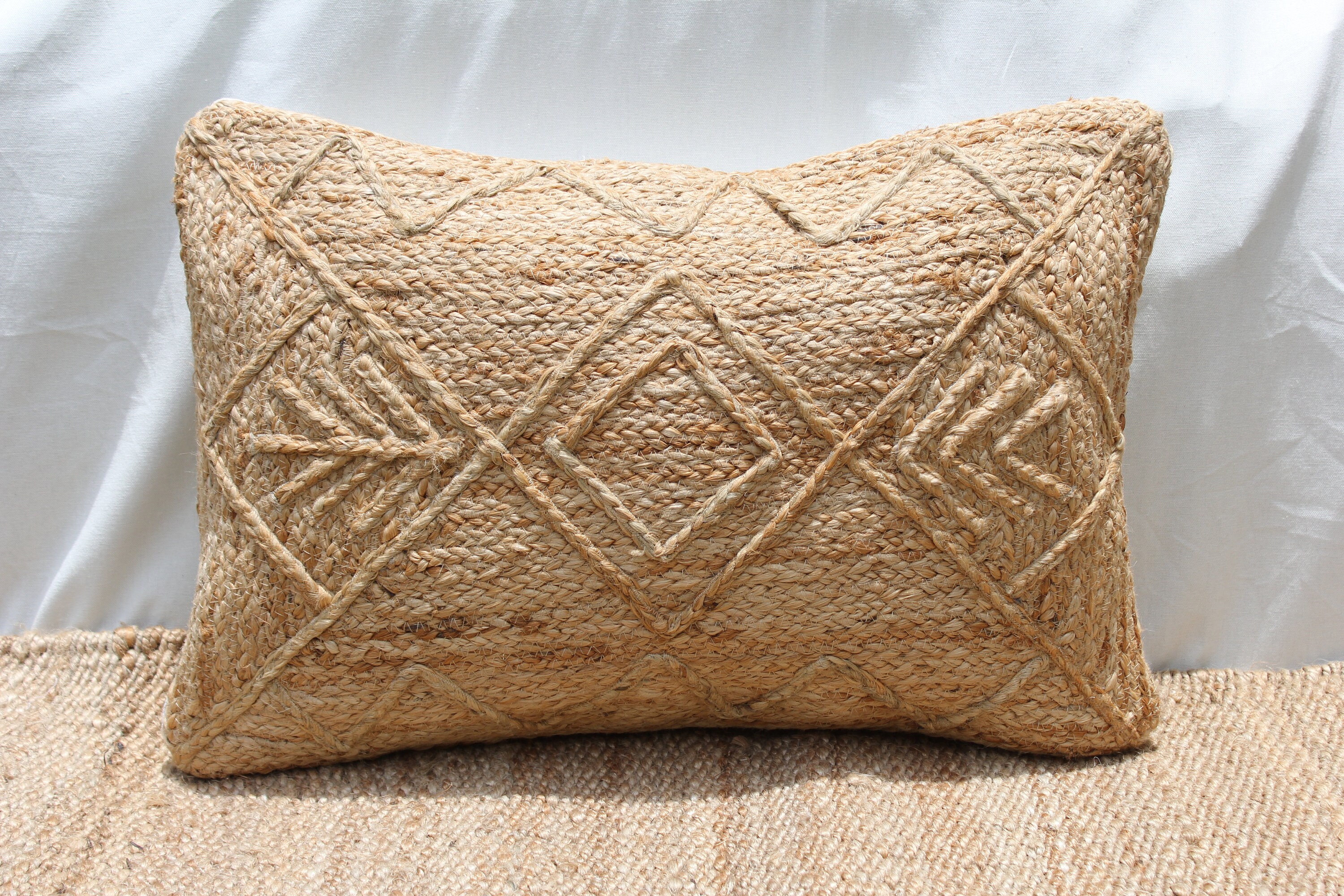 Handmade Braided Natural Jute Pillow Cover 16 X 24 bedding Etsy