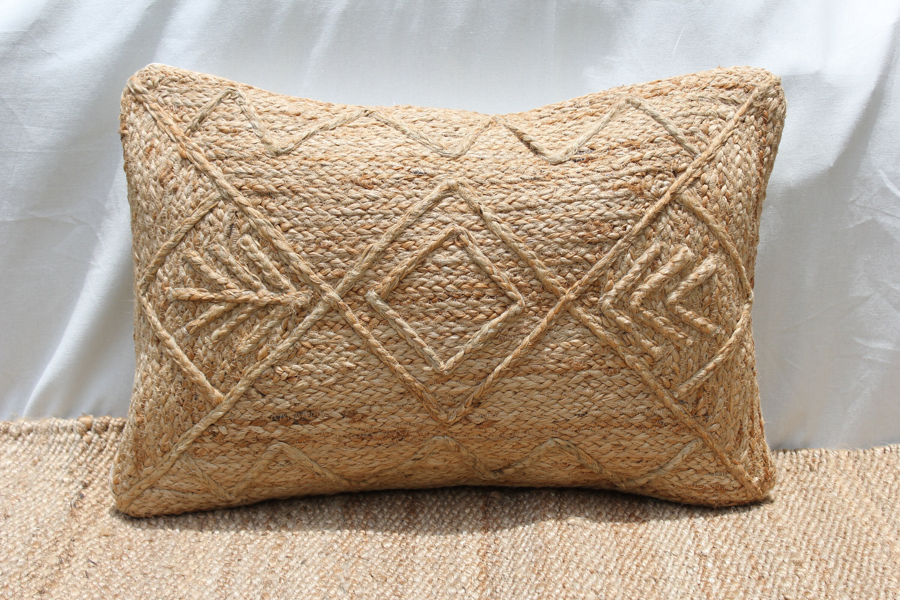 Handmade Braided Natural Jute Pillow Cover 16 X 24 bedding Etsy