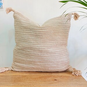 Natural Handmade Throw Pillow Cover | Textured Pillow Cover for Couch | Striped Cushion Cover for Sofa | Decorative Pillow Cover for Living