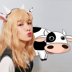 Dairy cow horns and ears + tail costume / cosplay ears headband and tail / milk cow / dairy cattle headband