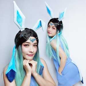 Glaceon ears + tail pokemon headband for custome, cosplay, birthday party; one size fit both kids and adults