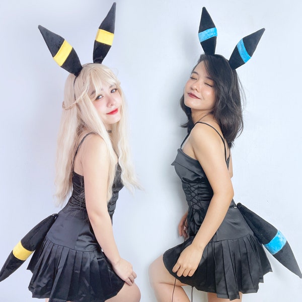 Umbreon ears + tail pokemon headband for costume, cosplay, birthday party; one size fit both kids and adults