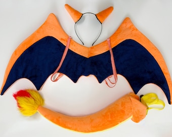 Elddrakehorn, vingar och svans för cosplay/kostym