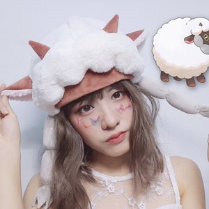 White sheep hat, beanie loose fitting one fit most