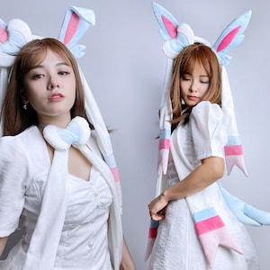 Shiny Fairy ears + tail + neck bowtie for cosplay / costume