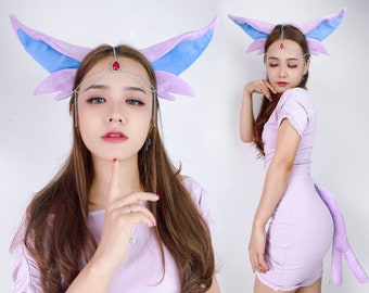 Espeon ear & tail pokemon headband for costumes, cosplay, birthday party, festival, Halloween