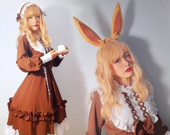 Brown fox ears + tail for cosplay/ costume